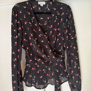 Black Floral Blouse by Vixbe